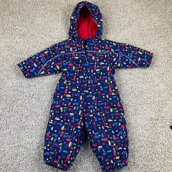 Lands end navy car print snowsuit sz 12-18 months - Picture 1 of 10
